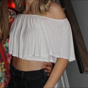 White ruffle crop top